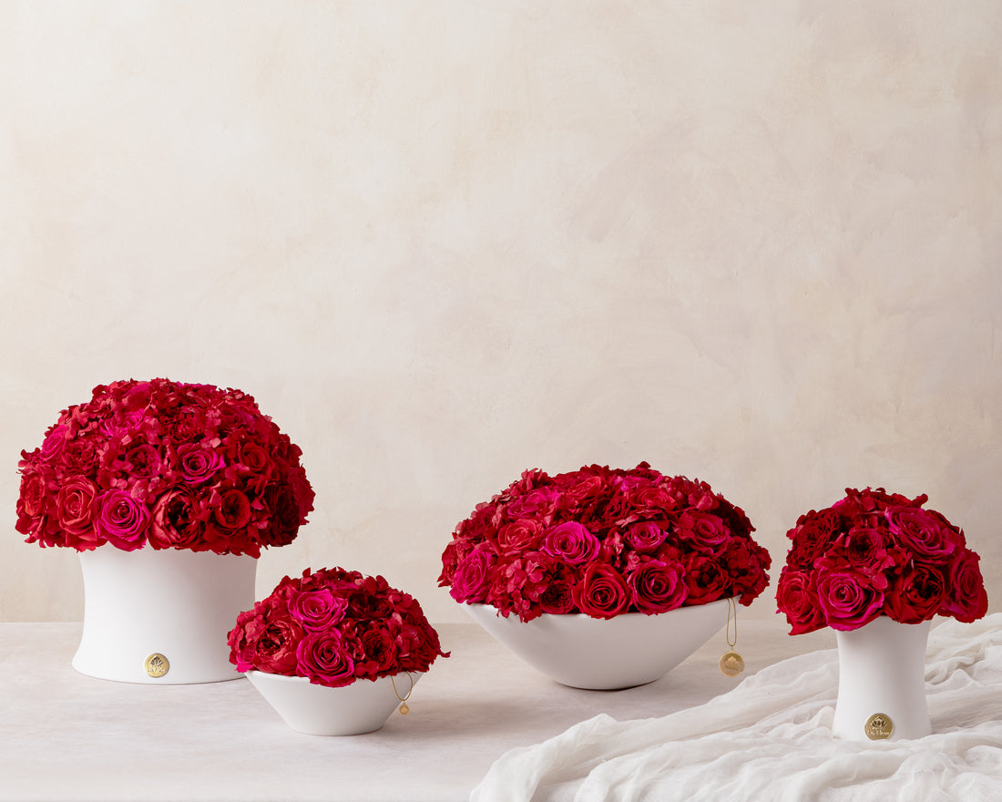 Creme Jardin Dôme - Red by La Fleur Lifetime Flowers