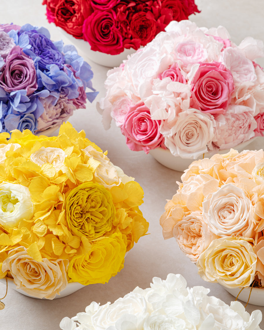 Jardin Bowl - Yellow by La Fleur Lifetime Flowers