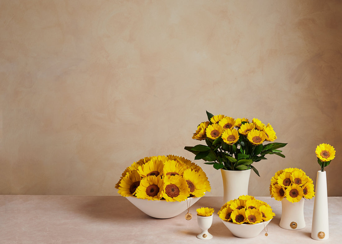 Creme Dozen Sunflowres by La Fleur Lifetime Flowers