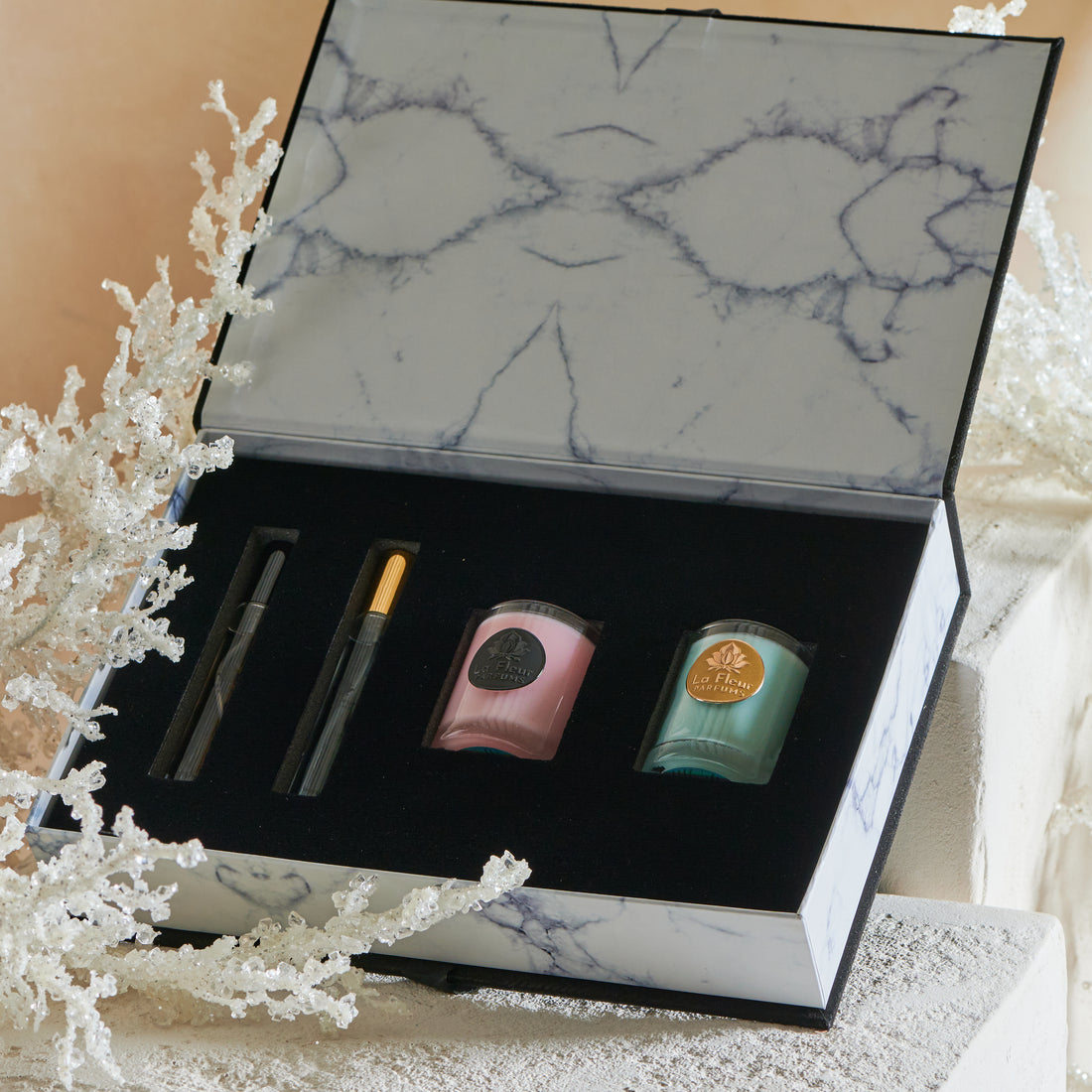 Fragrance + Candle Gift Set by La Fleur Lifetime Flowers