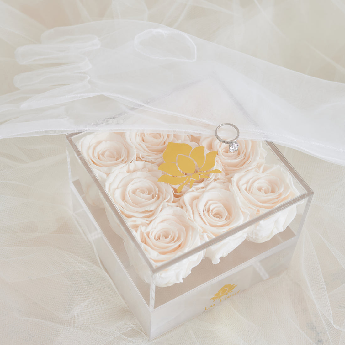 Bridal Acrylic - Petite Square by La Fleur Lifetime Flowers