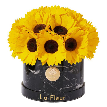 Black Marble Sunflower Dôme by La Fleur Lifetime Flowers