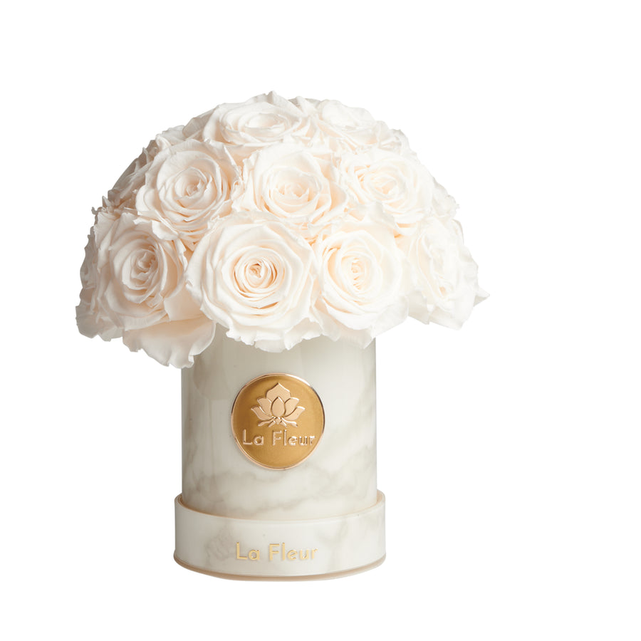 White Marble Petite Dôme by La Fleur Lifetime Flowers