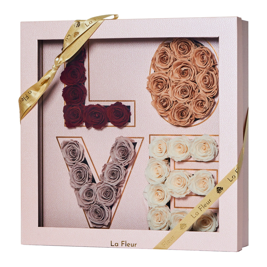The Pink LOVE Box by La Fleur Lifetime Flowers